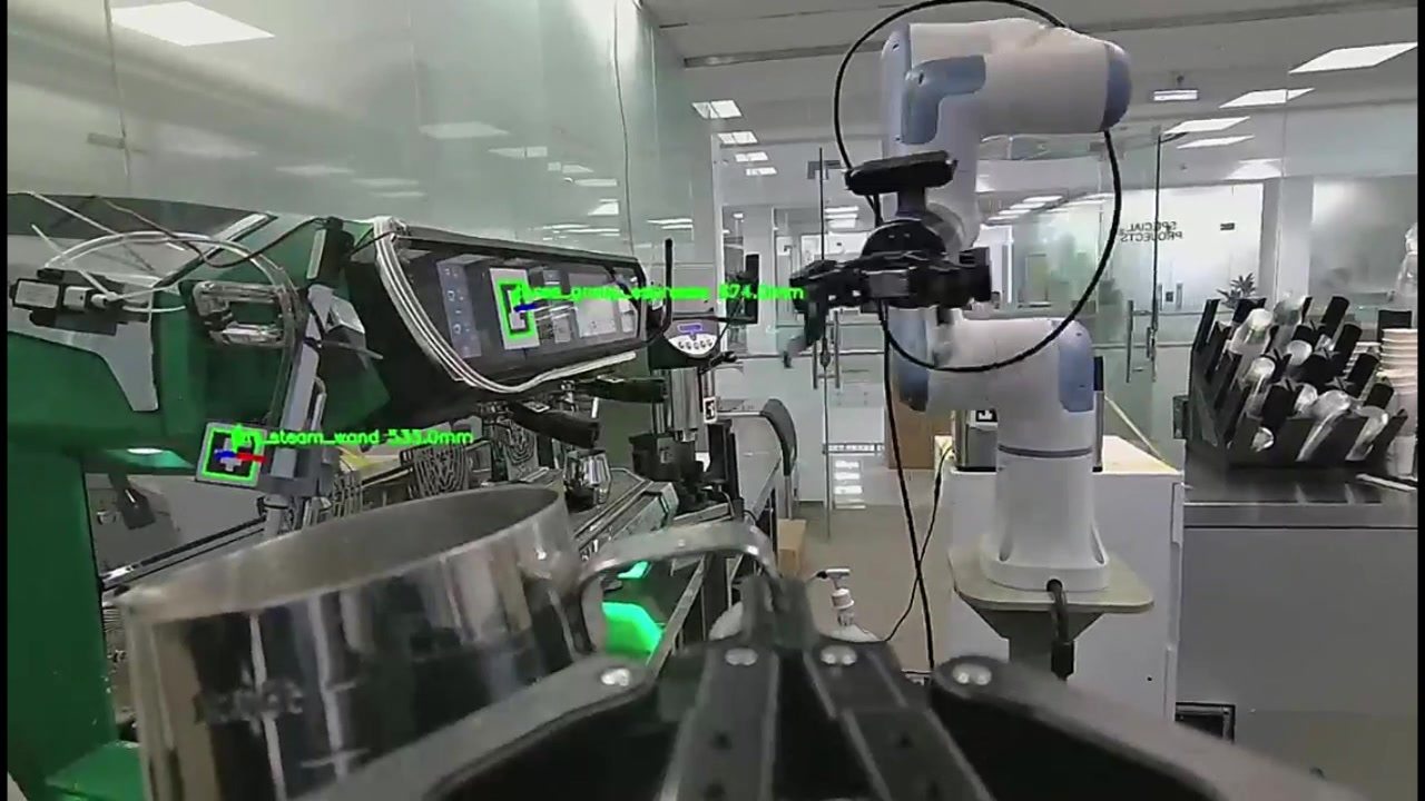 Vision-assisted robot interaction with coffee equipment